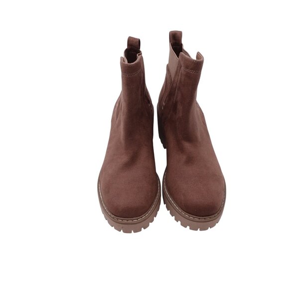 LN Dolce Vita Rielle Ankle Chelsea Boot Size 7 Brown Suede Faux Leather Lug Sole - Picture 3 of 9